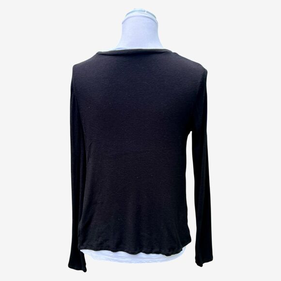 Olivaceous Black white layered sweater long sleeve top S - Picture 5 of 9